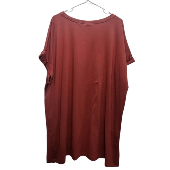 NWT LuLaRoe Leah Drop Shoulder Cuff Tunic Coral Pink Orange Plus Size 3X Spring - Picture 2 of 6